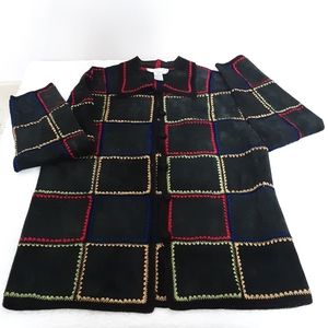 Blk 80% leather patch jacket.